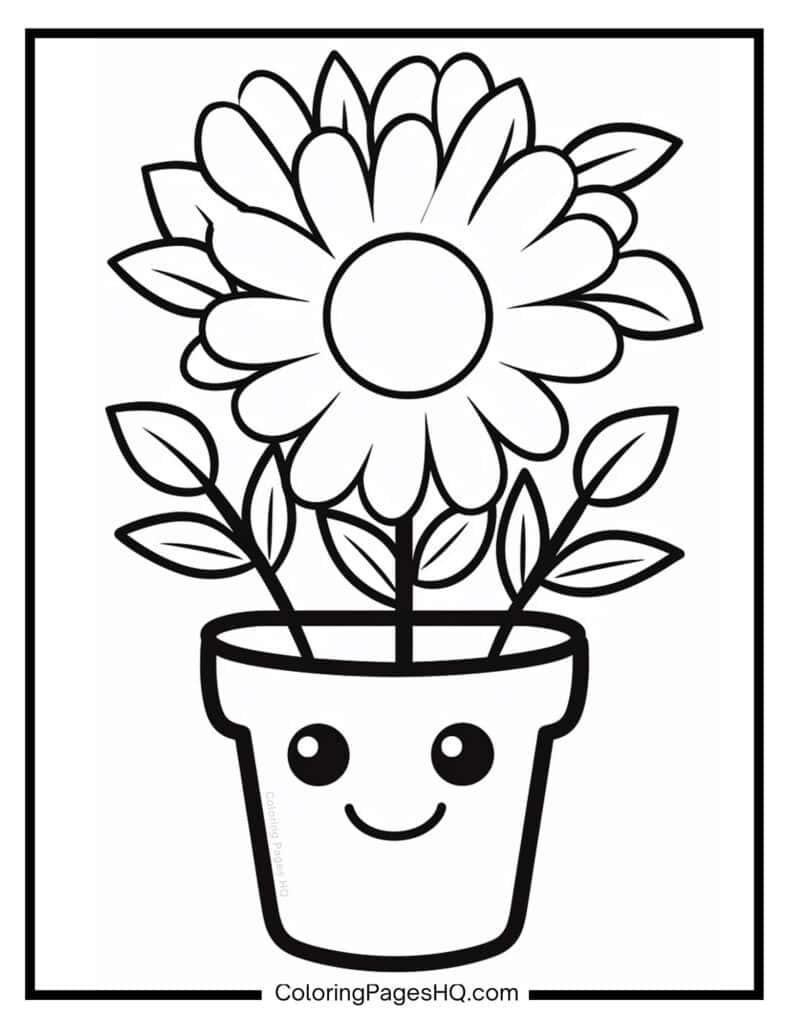 Flower coloring page for preschool kids