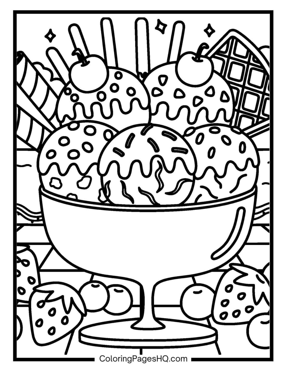 Ice Cream Coloring Pages (Free PDF Printables) - Coloring Pages HQ
