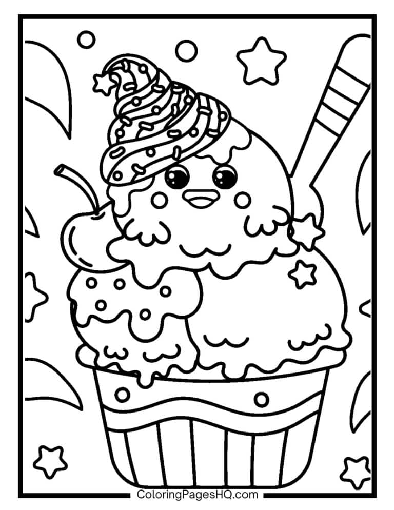 Ice Cream Coloring Pages (Free PDF Printables) - Coloring Pages HQ