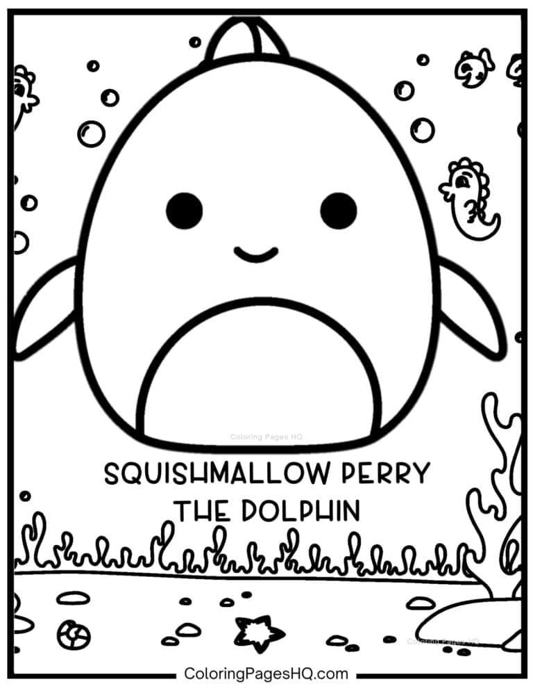 Dolphin Squishmallow Coloring Page