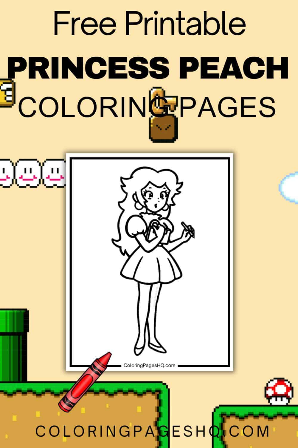 Princess Peach Coloring Pages (Free PDF Printables) - Coloring Pages HQ
