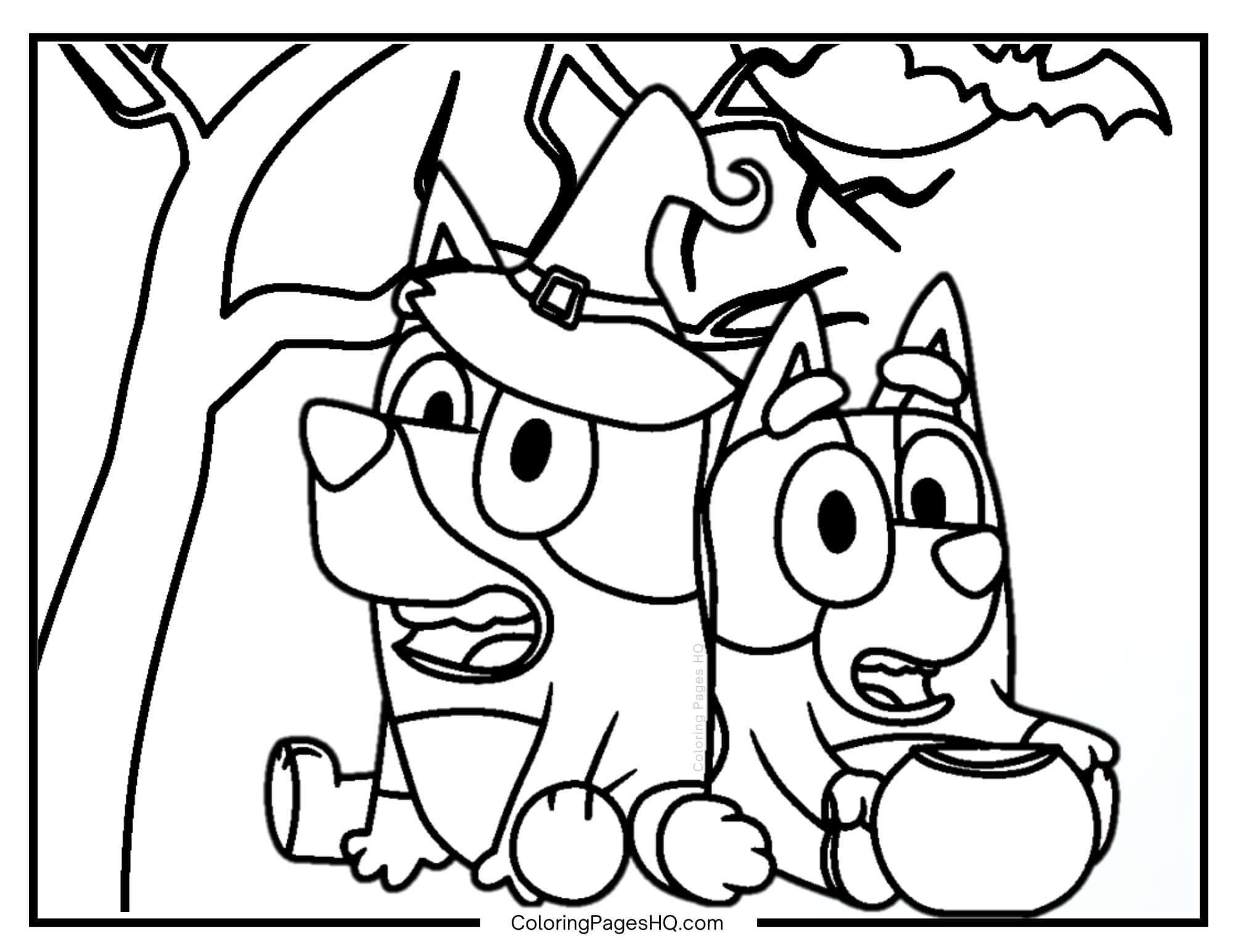 Cute Bluey Halloween Coloring Pages - Bluey And Bingo Halloween Coloring Page 