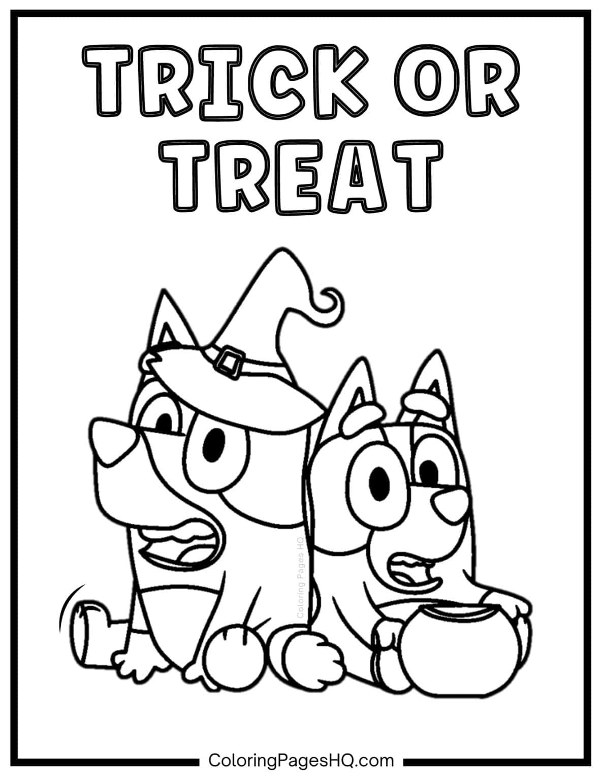 Cute Bluey Halloween Coloring Pages - Bluey And Bingo Trick Or Treating Bluey Halloween Coloring Pages 1187x1536 
