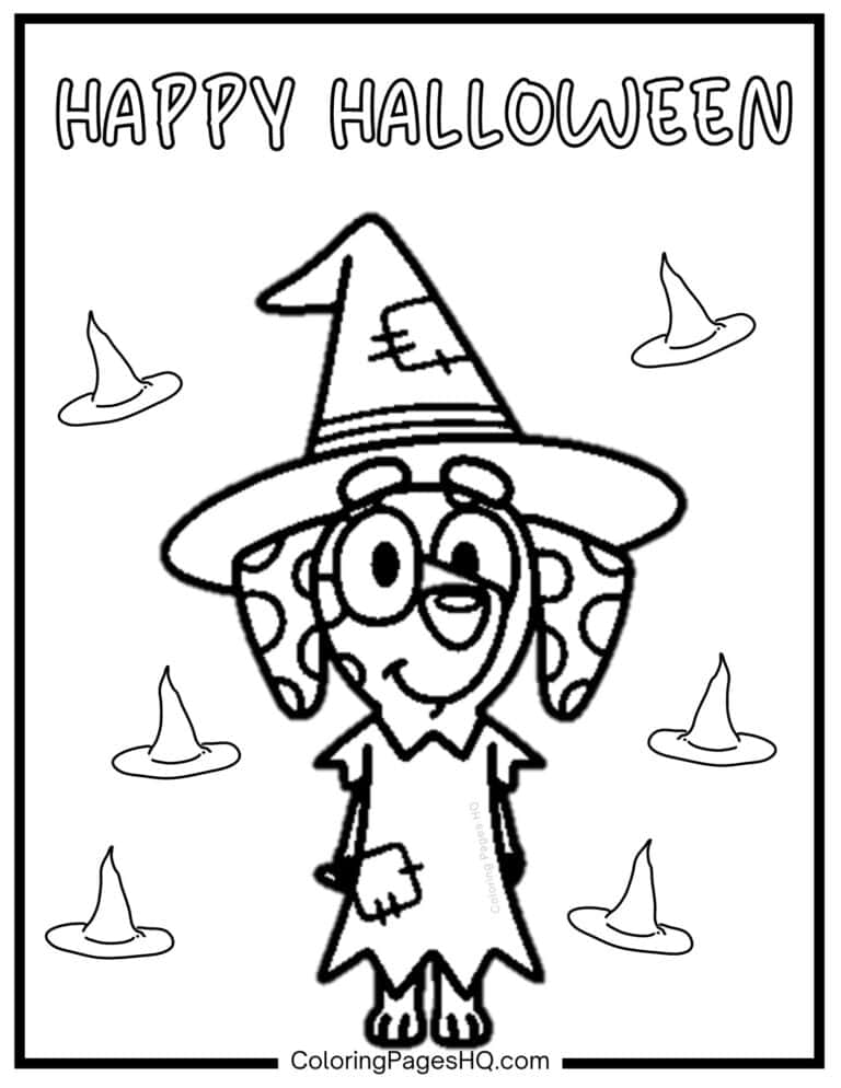 Cute Bluey Halloween Coloring Pages (Free PDF Printables) - Coloring ...