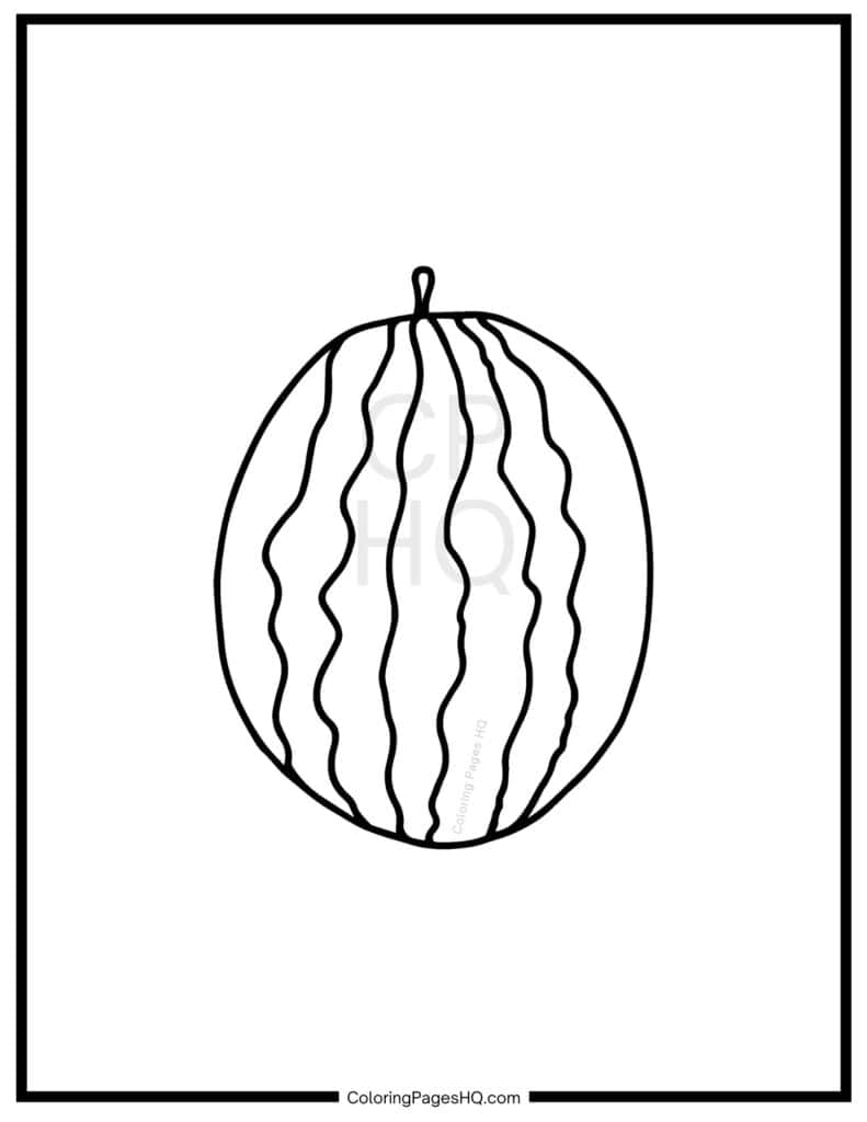Whole oval shaped watermelon coloring page