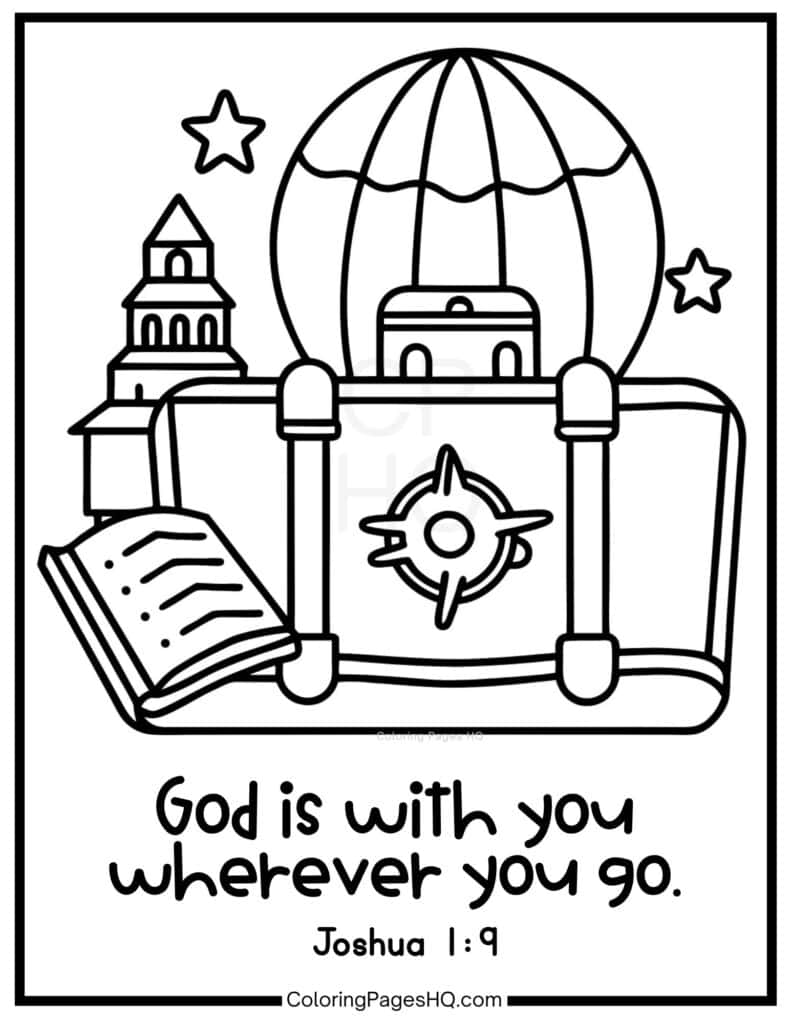God is with you wherever you go Joshua 1:9 coloring page