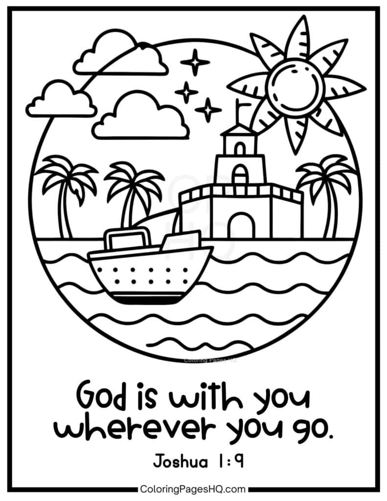 God is with you wherever you go Joshua 1:9 coloring page