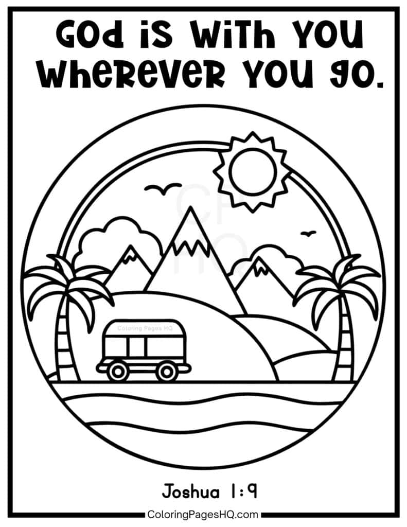 God is with you wherever you go Joshua 1:9 coloring page