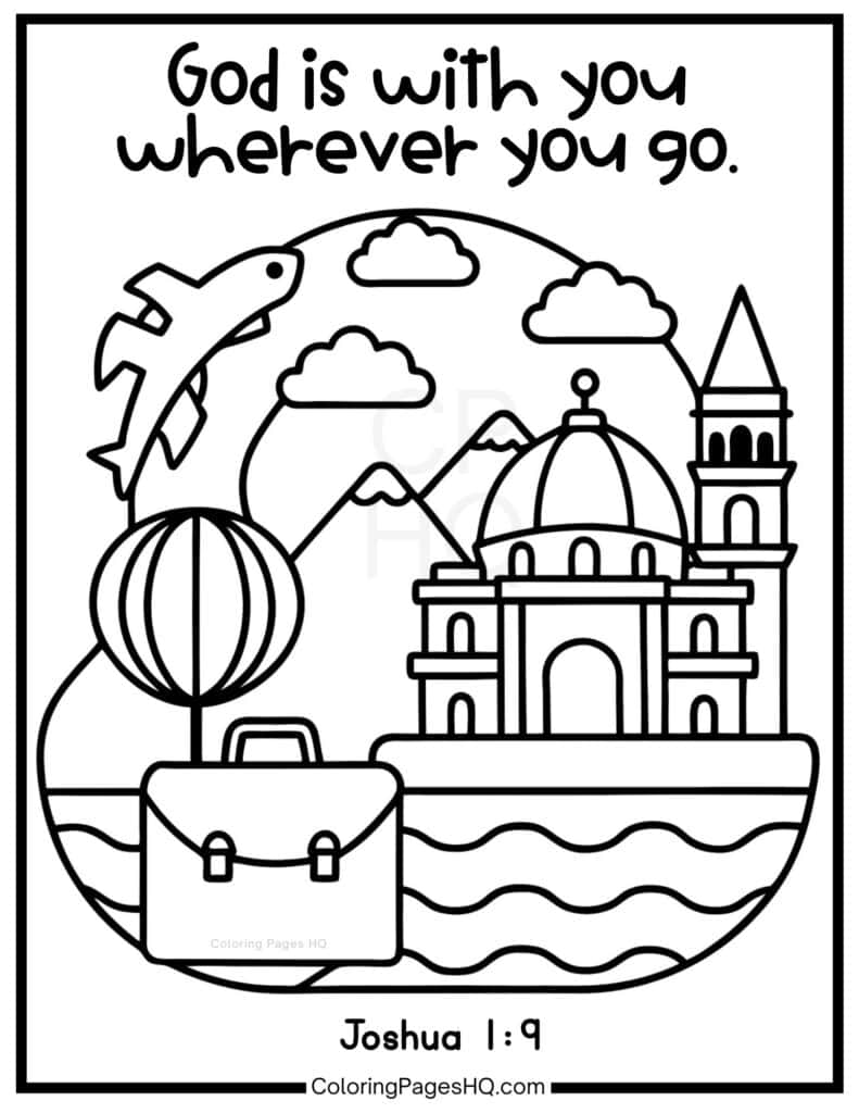 God is with you wherever you go Joshua 1:9 coloring page