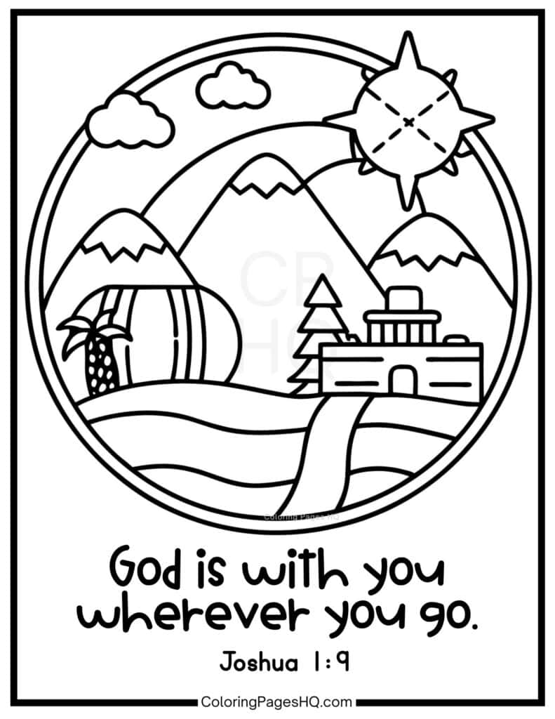 God is with you wherever you go Joshua 1:9 coloring page
