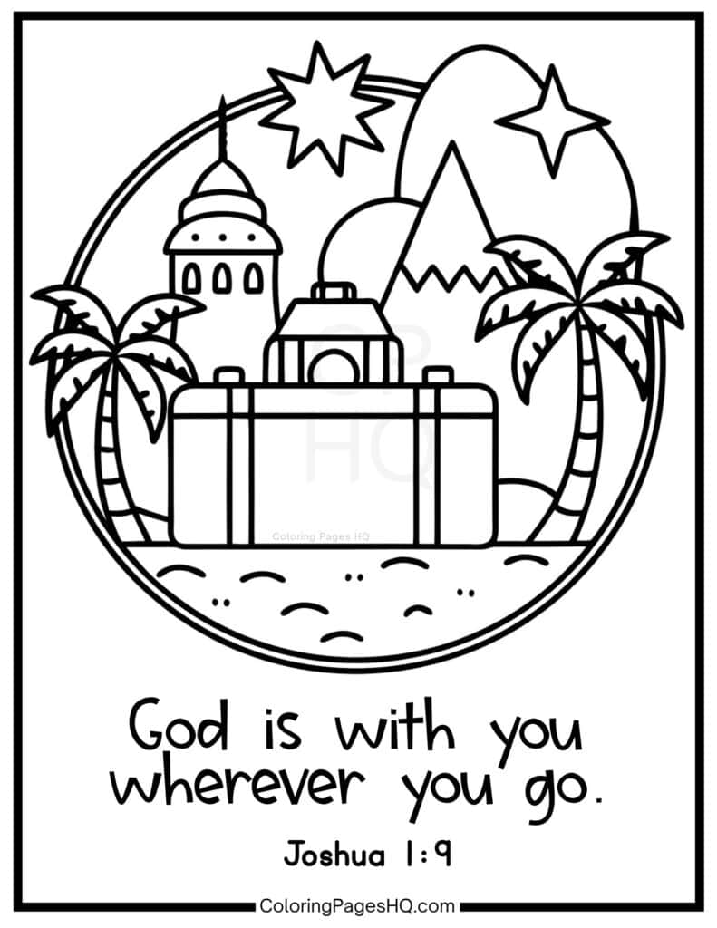 God is with you wherever you go Joshua 1:9 coloring page