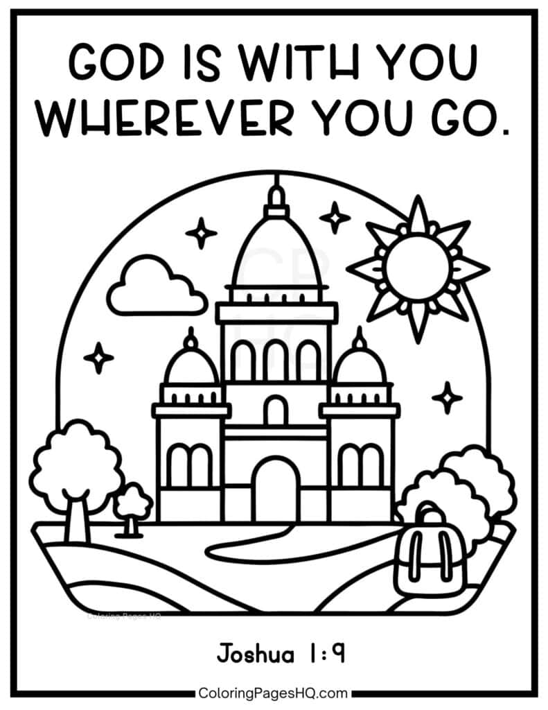 God is with you wherever you go Joshua 1:9 coloring page