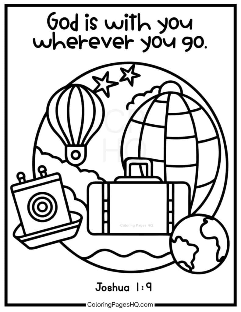 God is with you wherever you go Joshua 1:9 coloring page