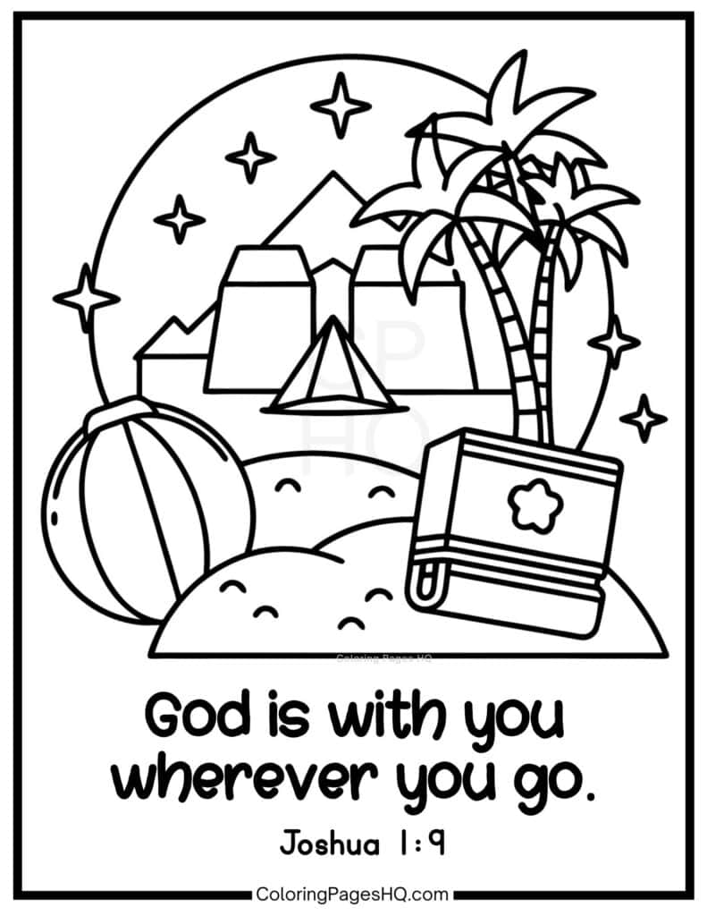 God is with you wherever you go Joshua 1:9 coloring page