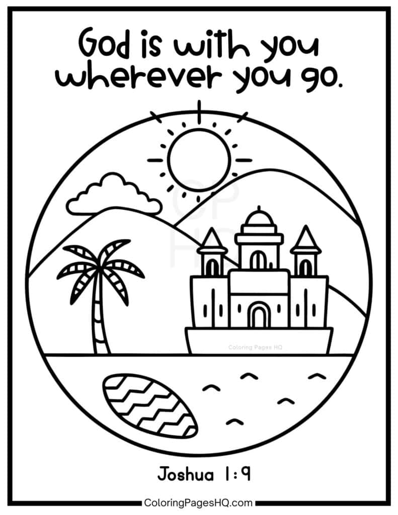 God is with you wherever you go Joshua 1:9 coloring page