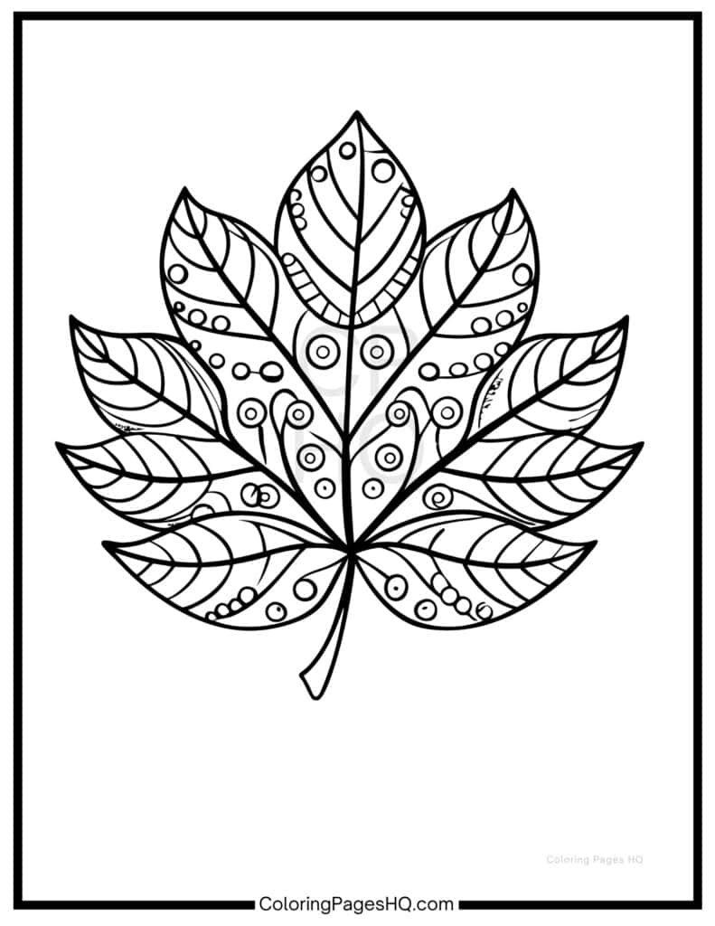 Mandala leaf coloring page