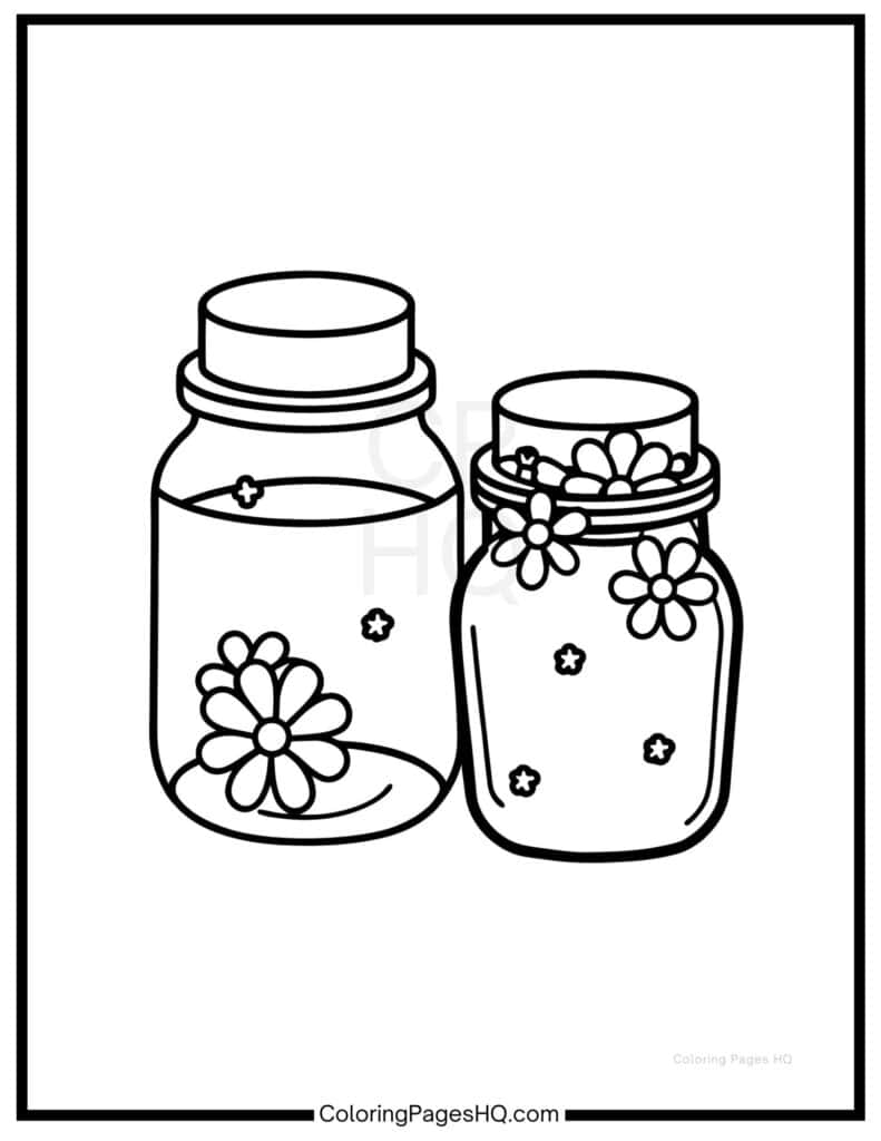 Mason jar with flowers inside coloring sheet
