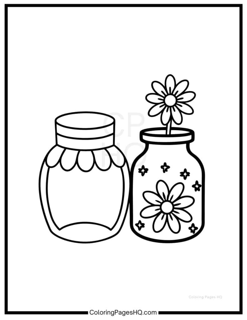 Pretty spring jar coloring sheets