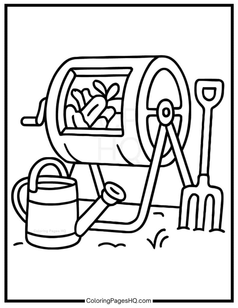 Vegetables in a roaster coloring page
