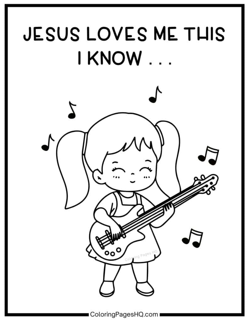 Girl playing a guitar Jesus Loves Me This I Know