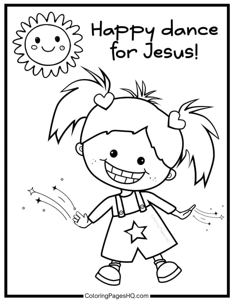 Girl with pigtails dancing for Jesus