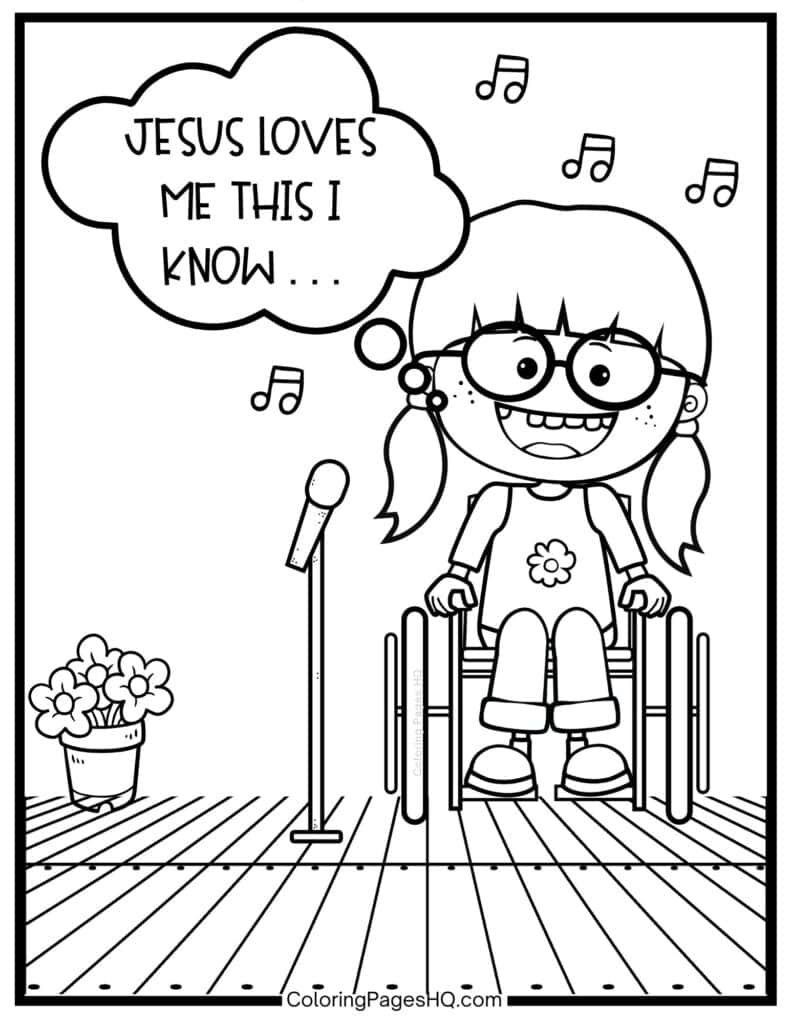 Happy girl singing Jesus loves me this I know