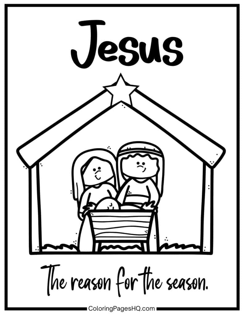 Baby Jesus in the stable coloring page