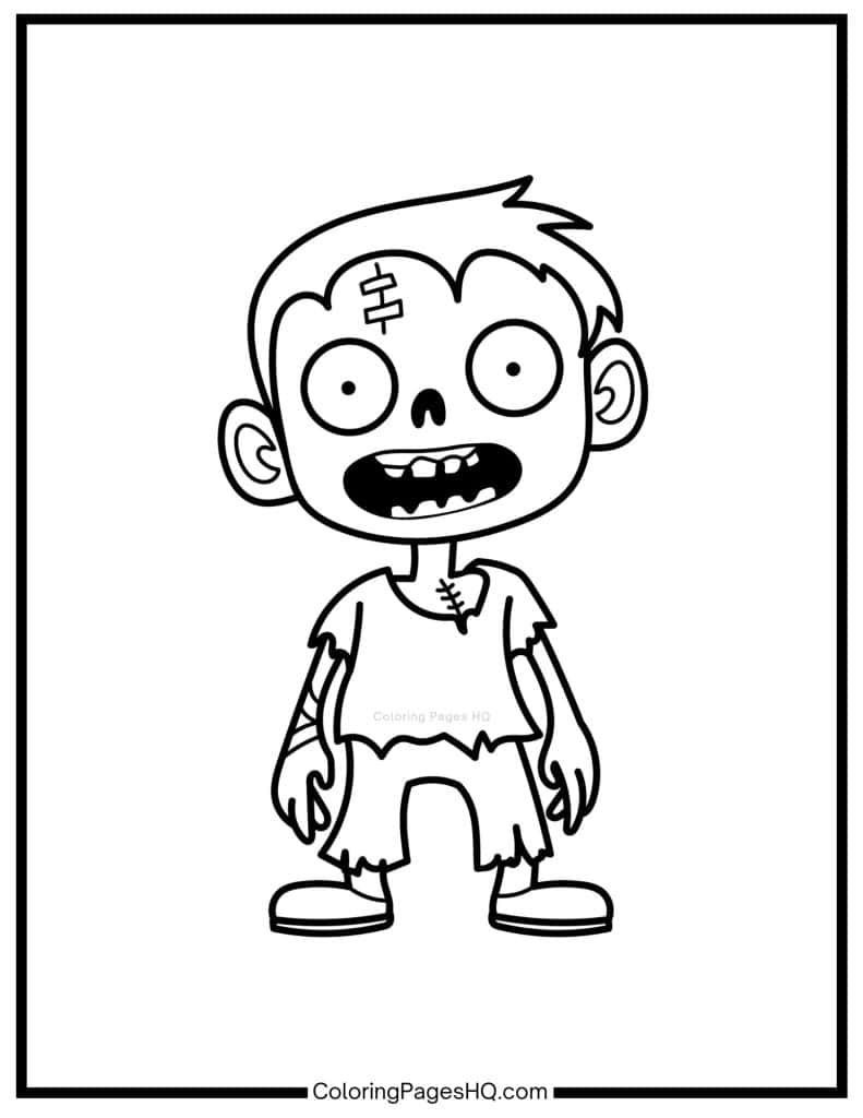 Boy zombie coloring page