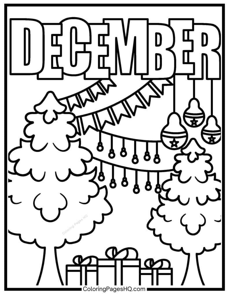 Christmas decorations December coloring page