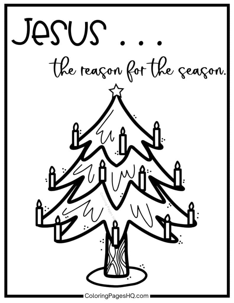 Christmas tree with candle decorations coloring page