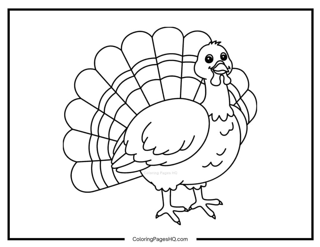 Easy to color Thanksgiving turkey coloring sheet