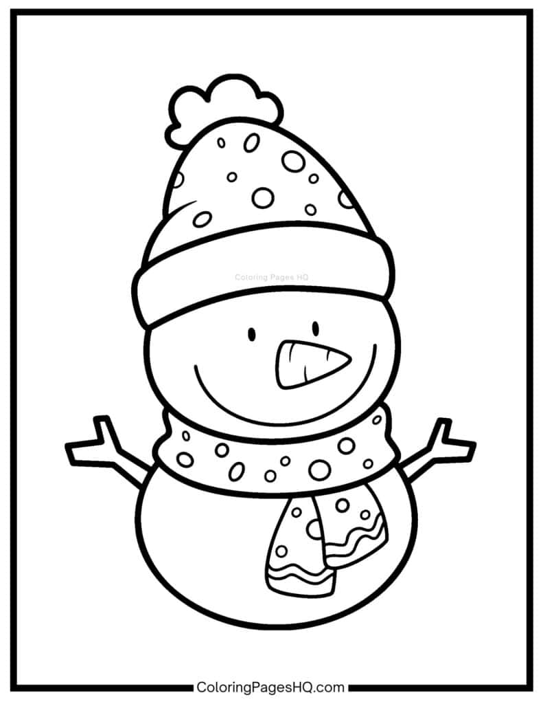 Easy to color snowman coloring page