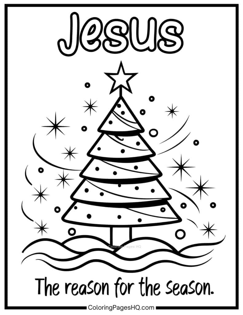 Jesus is the reason for the season Christmas tree coloring page