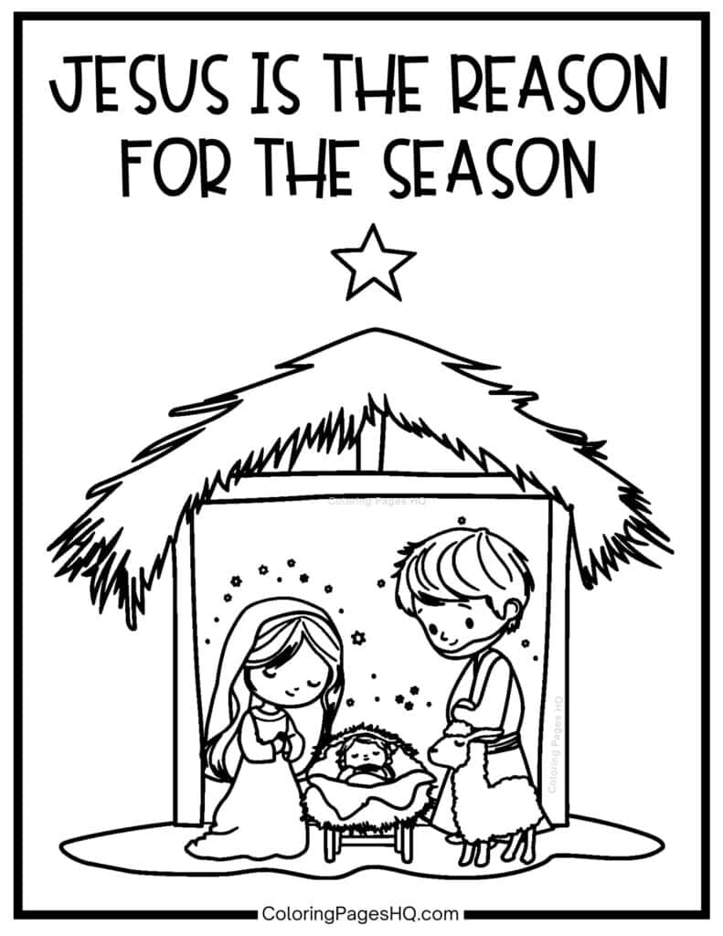 Mary and Joseph Jesus is the Reason coloring page