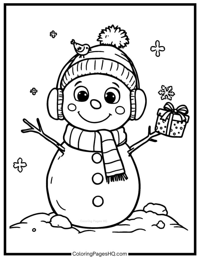 Modern snowman coloring sheet