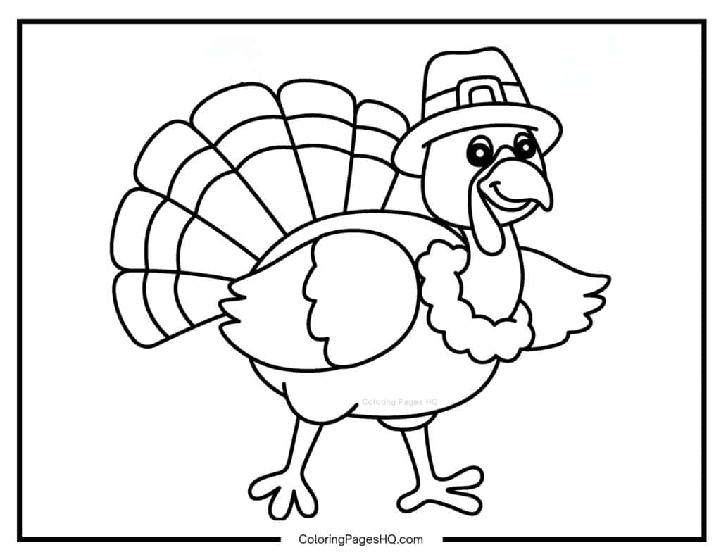 Silly Thanksgiving turkey coloring page