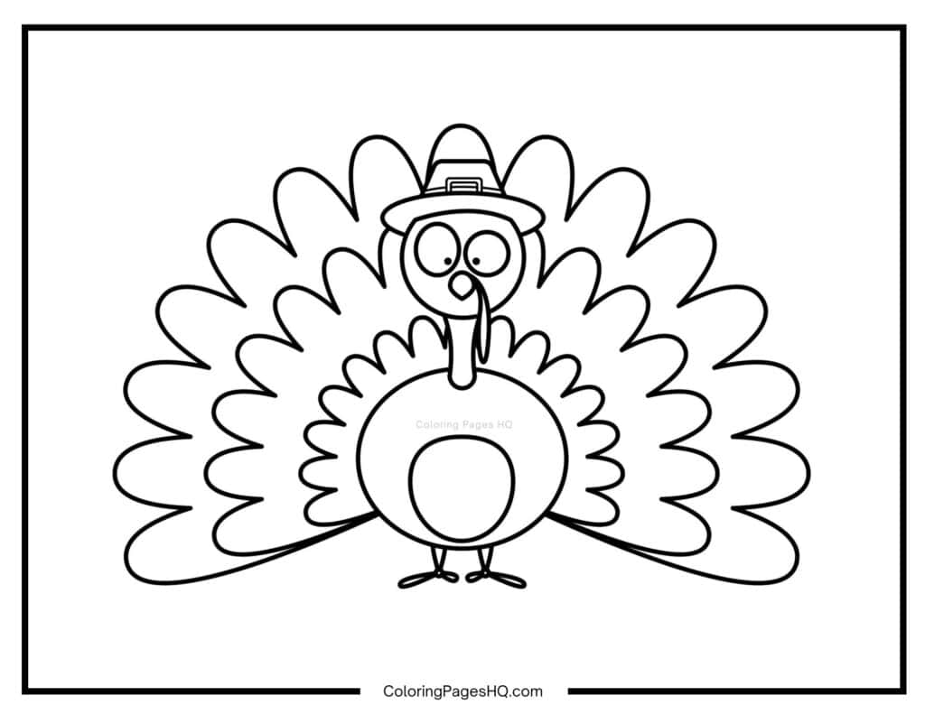 Silly cartoon Thanksgiving turkey coloring page