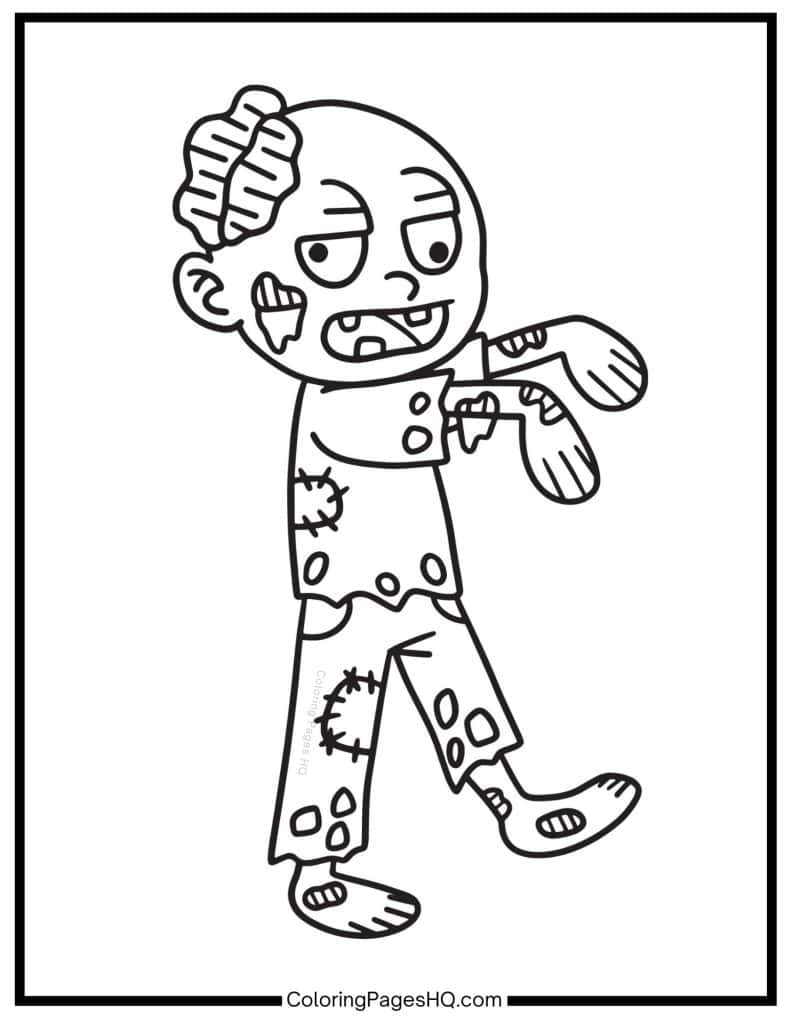 Silly zombie coloring sheet