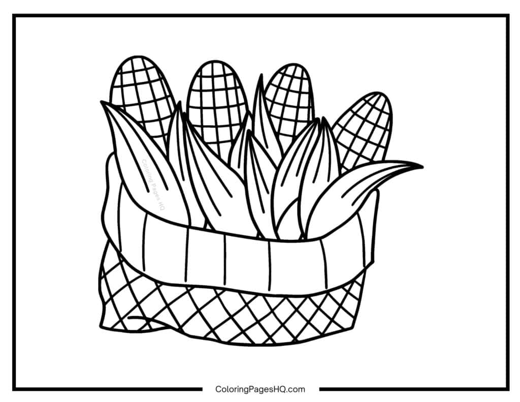 Thanksgiving corn harvest coloring page