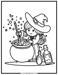 Cute Witch Coloring Pages (Free PDF Printables) - Coloring Pages HQ