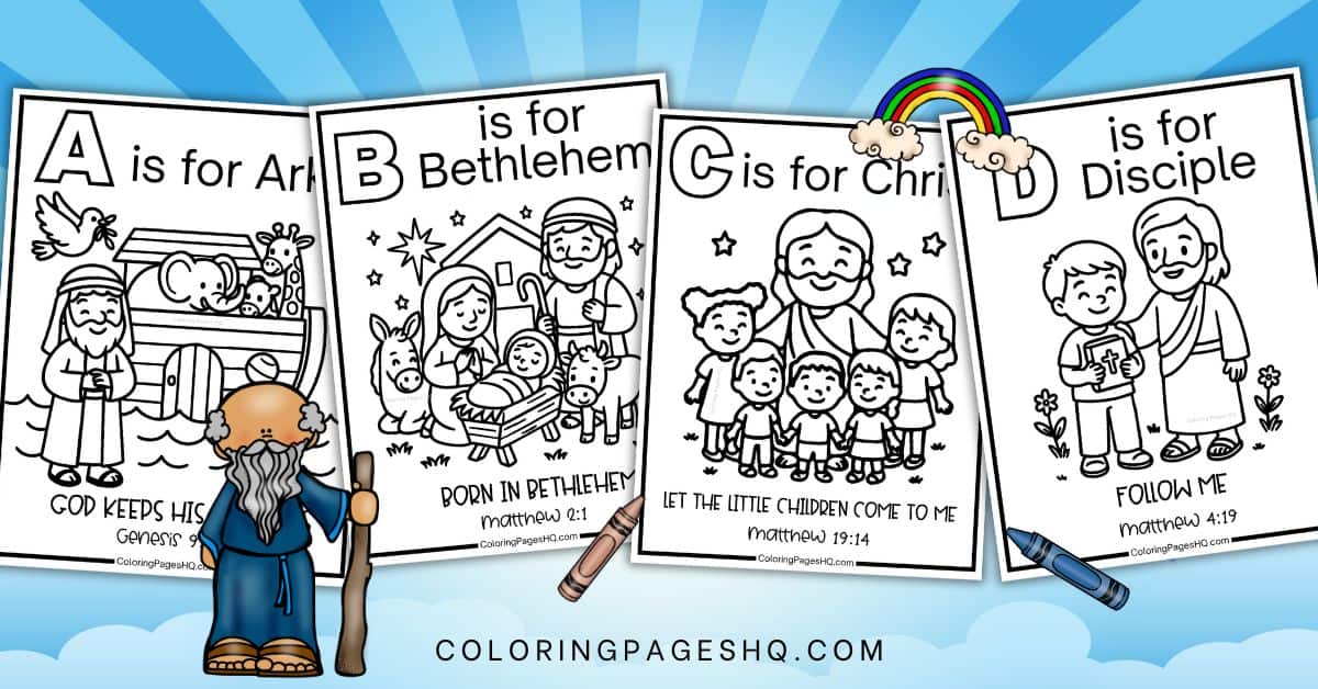 BIble alphabet coloring pages featured image