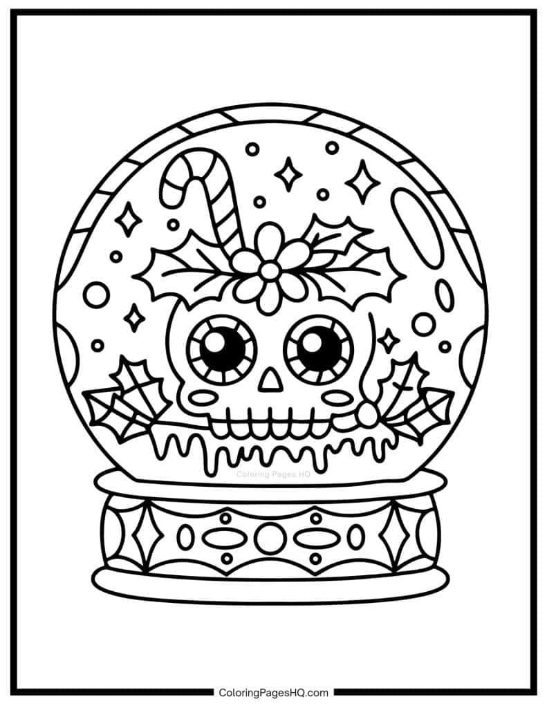 Decorative Christmas sugar skull coloring sheet