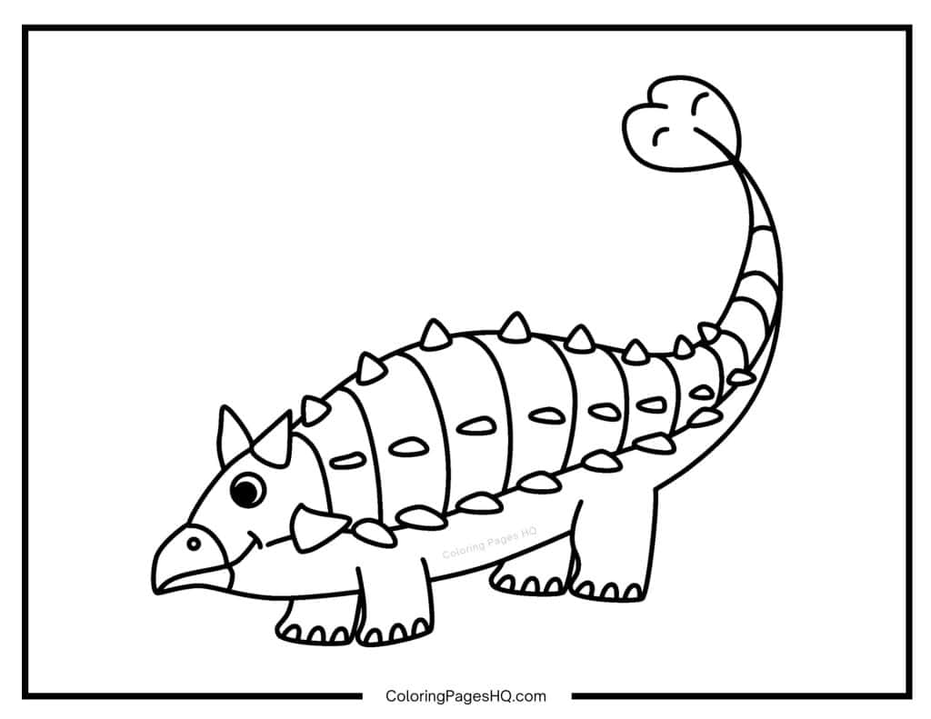 Hand-sketched dinosaur coloring page