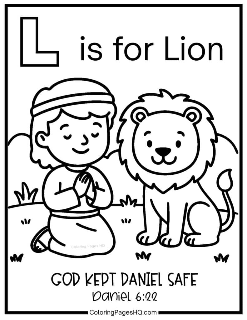 L is for Lion Coloring page
