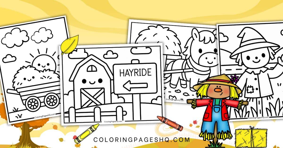 autumn hayride coloring pages featured image