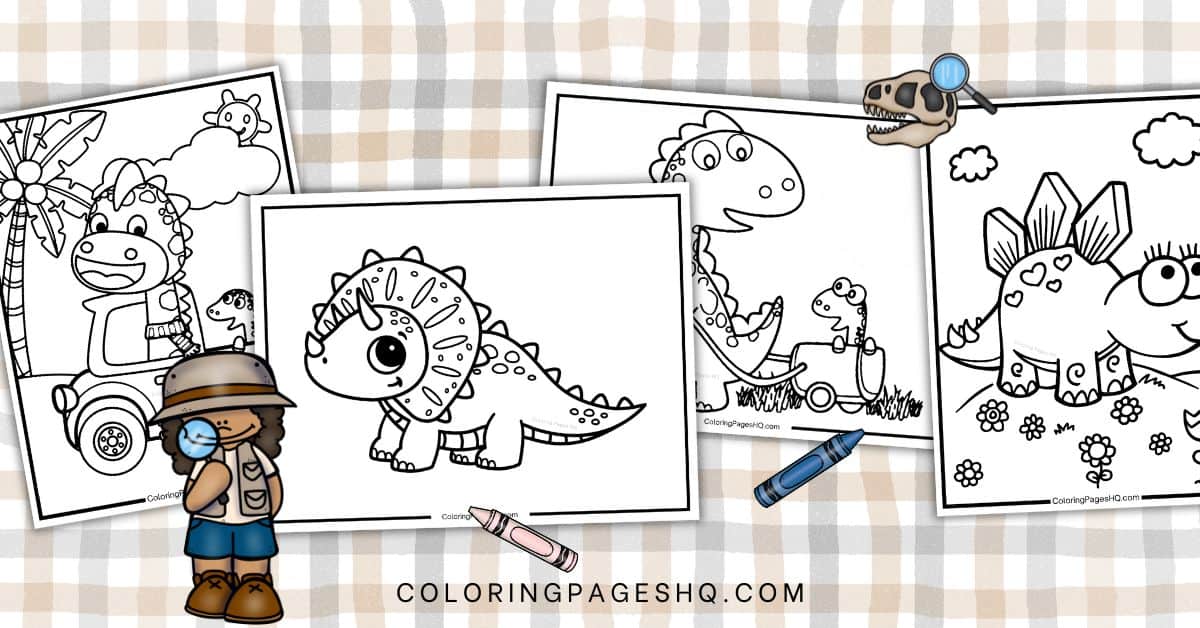 cute dinosaur coloring pages featured image