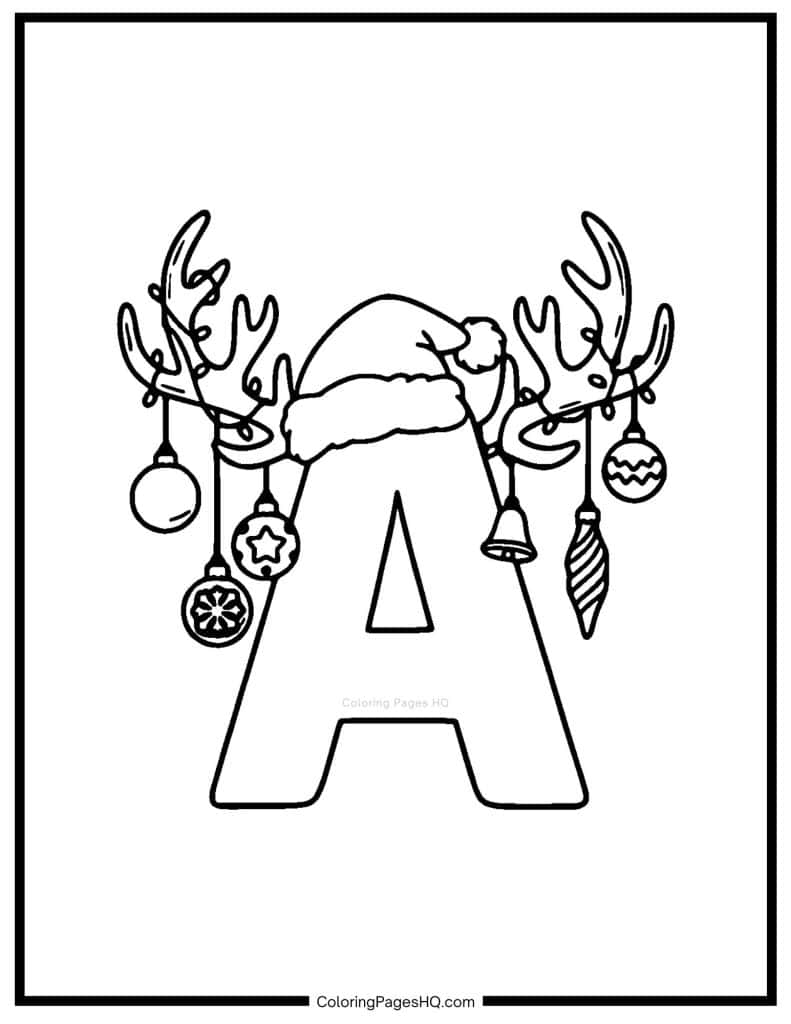 Christmas Alphabet Coloring Pages Letter A