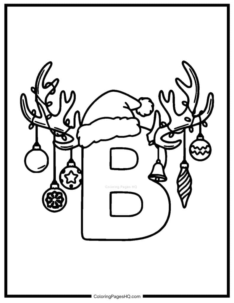 Christmas Alphabet Coloring Pages Letter B