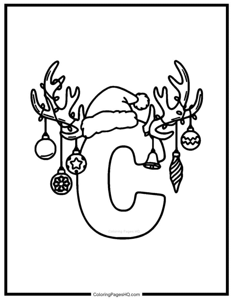 Christmas Alphabet Coloring Pages Letter C