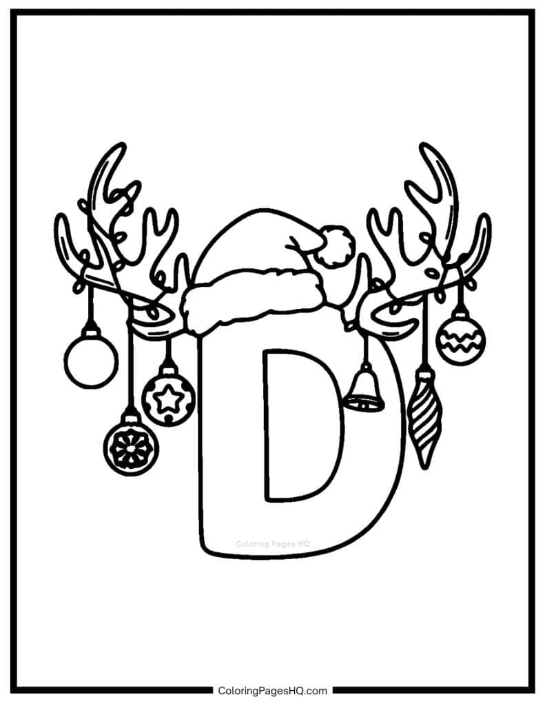 Christmas Alphabet Coloring Pages Letter D